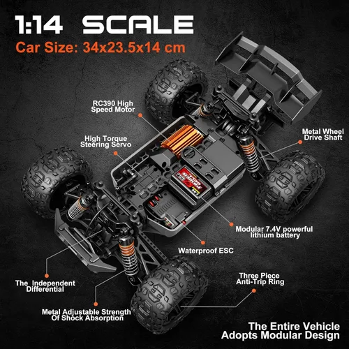 Miniatura 8 de X-TMAGA Vehículos RC Todo Terreno a Escala 1:14 para Adultos y Niños (HS14323), Máxima Velocidad de 40+ KPH, Camión RC Todo Terreno 4WD para Nieve