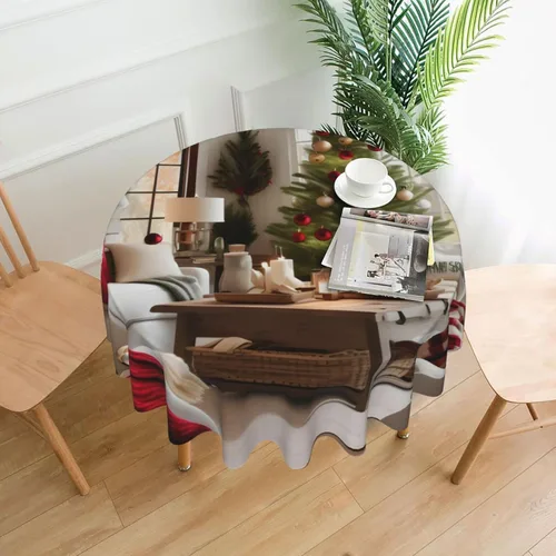 Miniatura 10 de Mantel decorativo redondo Cactus Desert Sunsets: transforma tus mesas de comedor y café con nuestro exuberante acento de lino