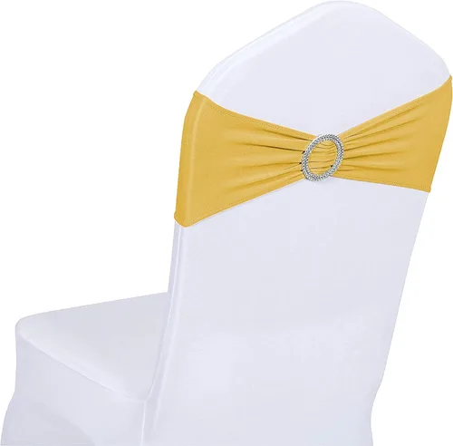 Miniatura 10 de Obstal 10 cintas elásticas de elastano para sillas de recepción de boda, bandas elásticas universales para silla con hebilla deslizante