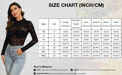 Miniatura 6 de GAMISS Camisetas de malla para mujer, manga larga, cuello alto, ajustadas, color liso y floral, tallas S-XXL