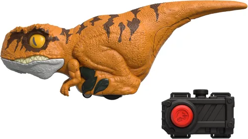 Miniatura 8 de Mattel Jurassic World Dominion - Juguete de dinosaurio sin enjaular, con movimiento y sonido controlados por clicker, rastreador de clics