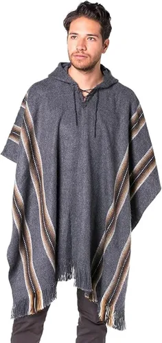 Miniatura 7 de Gamboa Poncho de alpaca para hombre Pancho mexicano con capucha vaquero y ponchos occidentales manta para adultos