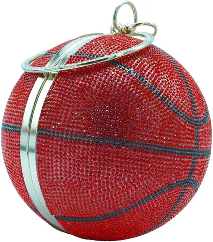 Miniatura 32 de UMREN Bolso cruzado con forma de baloncesto para mujer, con diamantes de imitación, bola redonda de cristal, bolso de mano para fiesta de boda