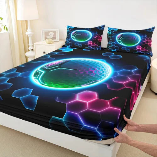 Miniatura 17 de Erosebridal Graffiti Rugby Ball Sheets for Boys Girls Colorful Rugby Helmet Fitted Sheet,Sports Kids Bedding Sets Football Game Bed Sets Twin 2 Piece