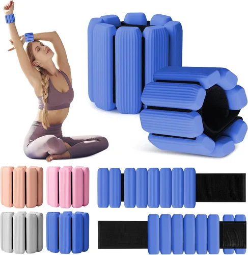 Miniatura 9 de Juego de 2 pesas para muñeca (1 libra cada una), pesas de muñeca y tobillo para mujeres y hombres, pesas ajustables para brazos y piernas para Rosa