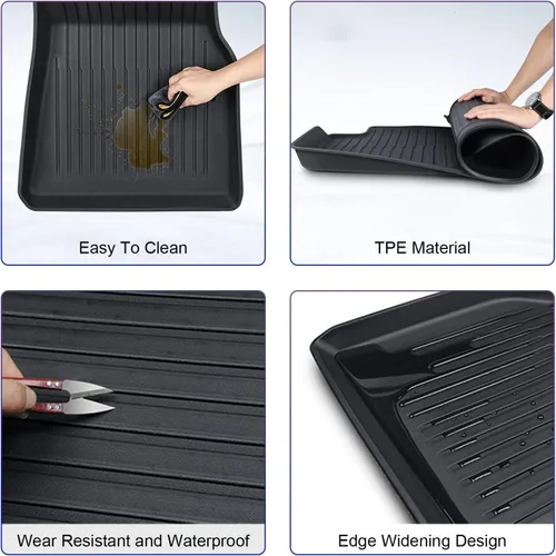 Miniatura 3 de Pedigree 2025-2026 3D TPE para todo tipo de clima Alfombrillas nuevas para Tesla Model Y Juniper - Juego personalizado de 6 piezas con forro