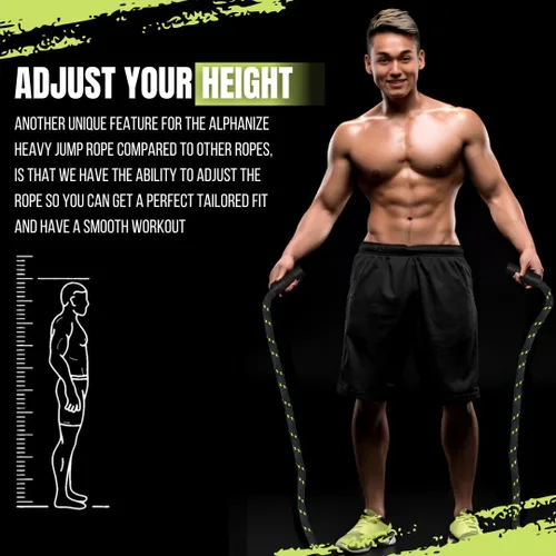 Miniatura 5 de Cuerda de saltar pesada para fitness de 3 libras, cuerda de saltar con peso con 360 asas giratorias, entrenamiento de cuerpo completo para hombres