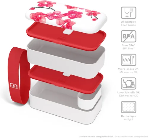Miniatura 4 de monbento - Bento Box Adult MB Original Blossom - 2 compartimentos a prueba de fugas - Lonchera apilable perfecta para el trabajo/picnic/deportes