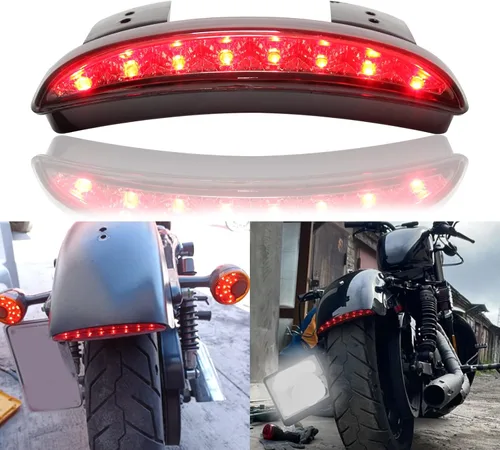 MISS MOLY Señales de Giro LED Rojas para Motocicleta Luz Trasera Cafe Racer Parachoques Trasero Borde Freno Lente ahumado
