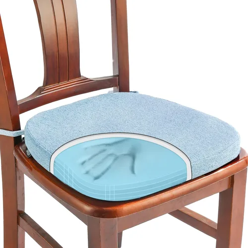 Miniatura 32 de SINOSSO Paquete de 4 cojines de espuma viscoelástica para sillas de comedor, tela tejida amigable de 16 pulgadas en forma de U, cómodas almohadillas
