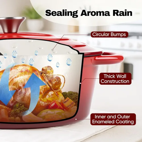 Miniatura 5 de Horno Holandés Ovalado para Hornear Pan, Olla Holandesa de Hierro Fundido Esmaltado Antiadherente de 4.5 Cuartos de Galón con Tapa, Cacerola Ovalada