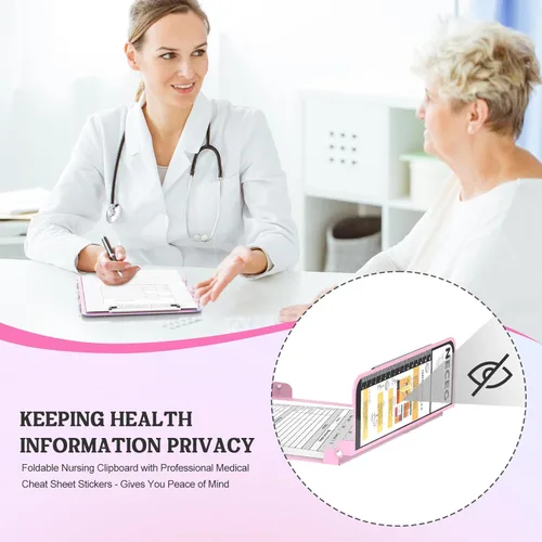 Miniatura 7 de Portapapeles de Enfermería Plegable - 4 Capas de Aluminio, Portapapeles Plegable para Enfermera, Edición Médica de Enfermería, Hojas de Referencia