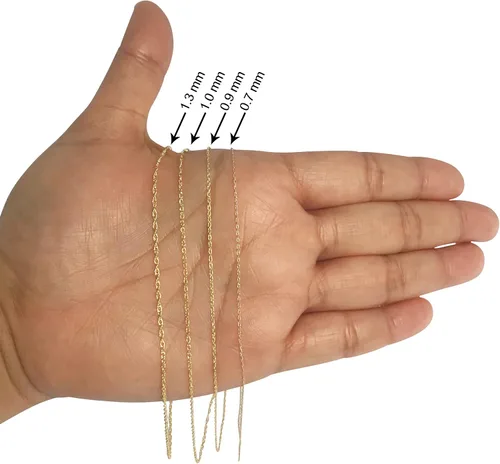 Miniatura 3 de Kooljewelry 10k Yellow Gold Rope Chain Barely-There Necklace (0.7 mm, 0.9 mm, 1 mm or 1.3 mm) - Thin And Lightweight