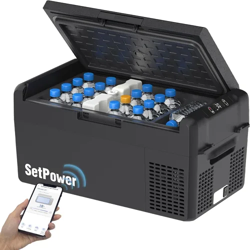 Setpower - Hielera, refrigerador y congelador portátil de automóvil de 12 V, 50 horas, 21 cuartos de galón, eléctrica, para vehículos: SUV, RV, van,