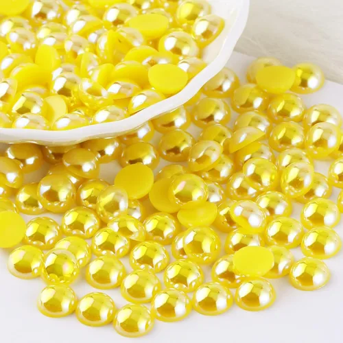 Miniatura 25 de 1500 PIEZAS 4mm Perlas Blancas de Media Parte Plana para Manualidades Joyería Álbum de Recortes Decoración de Uñas, Perlas de Parte Plana para Blanco