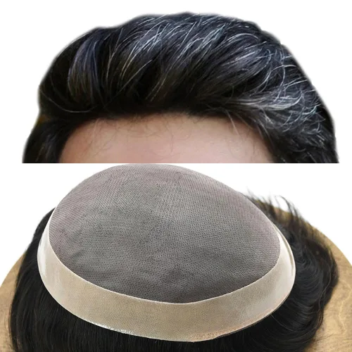 Miniatura 56 de Toupee cabello humano fino mono revestimiento de poliéster alrededor de la postizo duradero NPU monofilamento sistema de reemplazo de cabello
