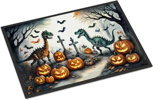 Miniatura 22 de Caroline's Treasures DAC2223MAT - Felpudo espeluznante de Halloween con gato negro de 18 x 27 pulgadas, tapete para puerta delantera