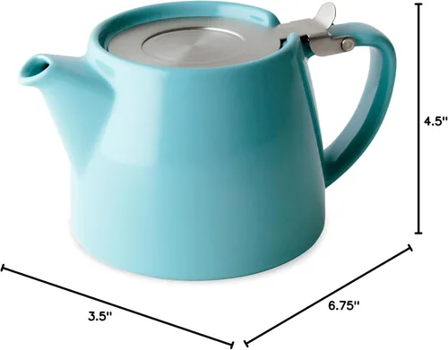 Miniatura 3 de FORLIFE Tetera Stump con Tapa SLS e Infusor, 18 Onzas, Turquesa