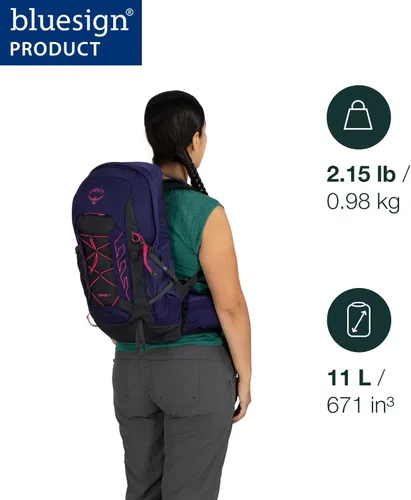 Miniatura 2 de Osprey Tempest - Mochila ligera de senderismo para mujer, 11 L, mochila pequeña para viajes y campamentos, ancla azul/Atlas