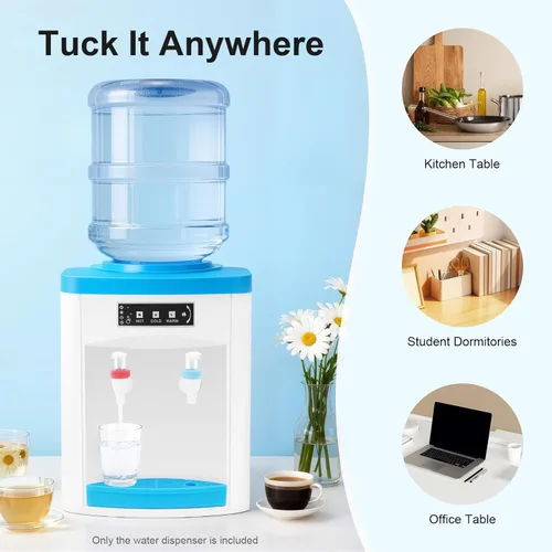 Miniatura 7 de mignonnememe Dispensador de enfriador de agua con carga superior, dispensador de agua fría y caliente, enfriador de agua para encimera, capacidad
