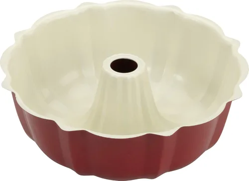 Miniatura 2 de GoodCook Everyday Sartén de tubo estriado de acero antiadherente de 9.5 pulgadas, blanco y rojo