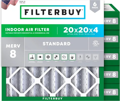 Miniatura 113 de Filterbuy Filtro de aire MERV 8 de 8 x 14 x 1 pulgadas para defensa contra el polvo y las alergias (paquete de 6), electrostático plisado HVAC
