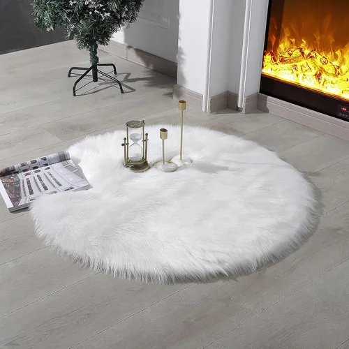 Miniatura 29 de linmopm Alfombra de piel sintética de pelo lanudo esponjoso negro de 2x6 pies para dormitorio, cabecera de la cama, suelo, sala de estar, cojín