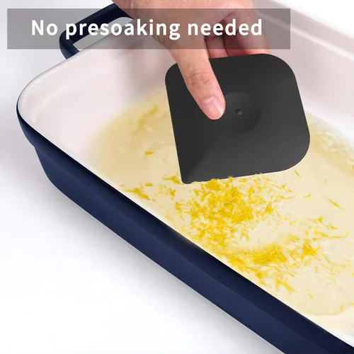 Miniatura 4 de Juego de herramientas de raspado de ollas de plástico para cocina, 3 piezas de esponja de nylon de plástico para limpieza de sartenes de hierro Negro