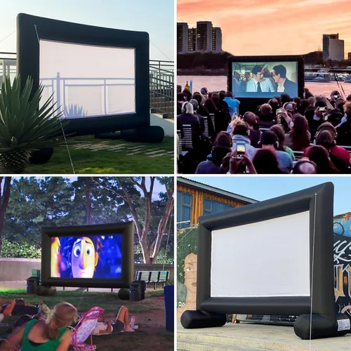 Miniatura 6 de Pantalla de proyector de película inflable para exteriores de 14 pies con ventilador integrado que soporta proyección frontal y trasera, pantalla
