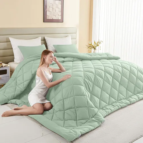 Miniatura 17 de Edredón King de gran tamaño, edredón súper King de gran tamaño, edredón suave para todas las estaciones, relleno de edredón alternativo con 8