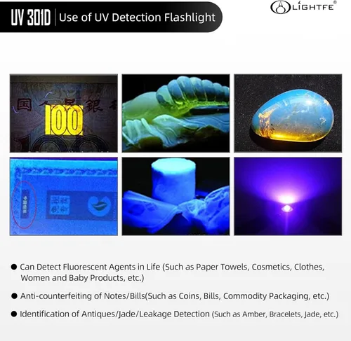 Miniatura 6 de Linterna UV de Luz Negra 365nm Blacklight UV301D con Fuente LED LG, Lente de Filtro Negro, Máx. 3000mW de Alta Potencia para Luz de Curado