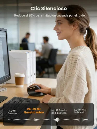 Miniatura 3 de SABLUTE MAM3 - Ratón ergonómico, mouse Bluetooth para manos pequeñas/medianas, conectividad de doble dispositivo para computadora/portátil, mouse
