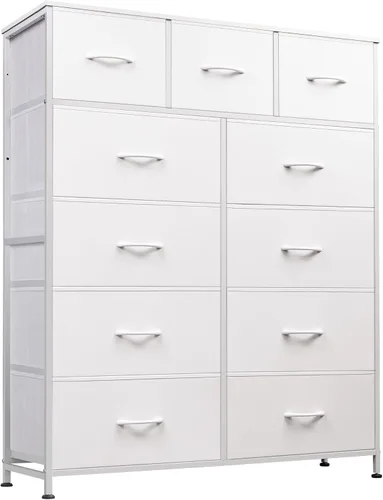 Miniatura 20 de WLIVE Cómoda alta para dormitorio, torre de almacenamiento de aparadores de tela, cómoda y cómoda con 11 cajones, armario de almacenamiento, Gris