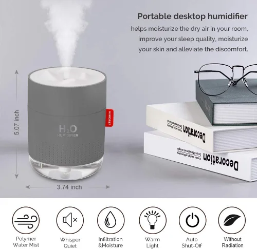 Miniatura 2 de Mini humidificador portátil de niebla fría, 500ml, humidificador USB personal de escritorio para dormitorio de bebé, viajes, oficina, hogar, apagado