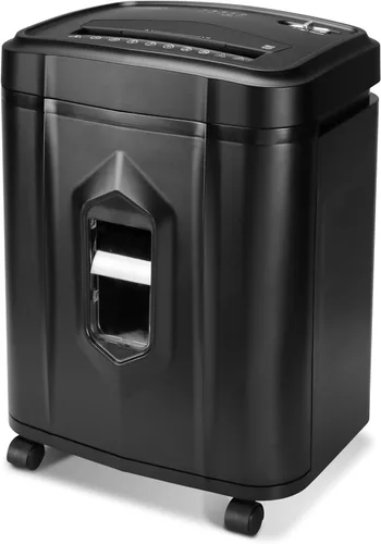 Miniatura 9 de Aurora Trituradora de papel y tarjetas de crédito de alta seguridad con papelera de 3.7 galones, corte cruzado de 8 hojas con cesta Negro