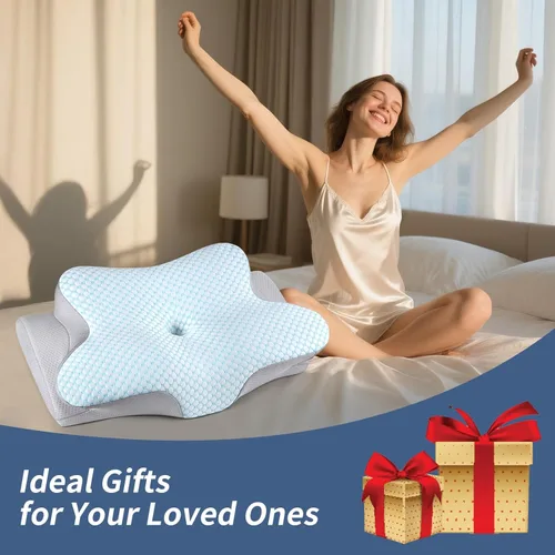 Miniatura 7 de Almohada cervical para el cuello – Almohada ergonómica para dormir de lado para aliviar el dolor, almohada cervical refrescante para dormir