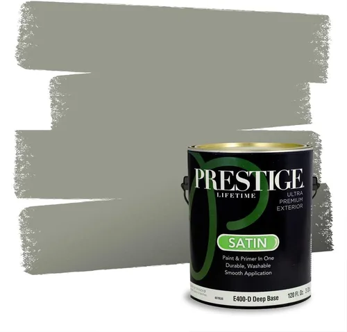 Miniatura 61 de Prestige Paints - Pintura exterior e imprimación en uno, 1 galón, plano, compatibilidad comparable con el color menta «Whipped Mint» de Behr