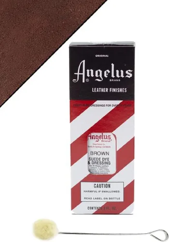 Angelus - Tinte y apresto para ante y nobuk con aplicador – 3 oz., Marrón, 3 onzas