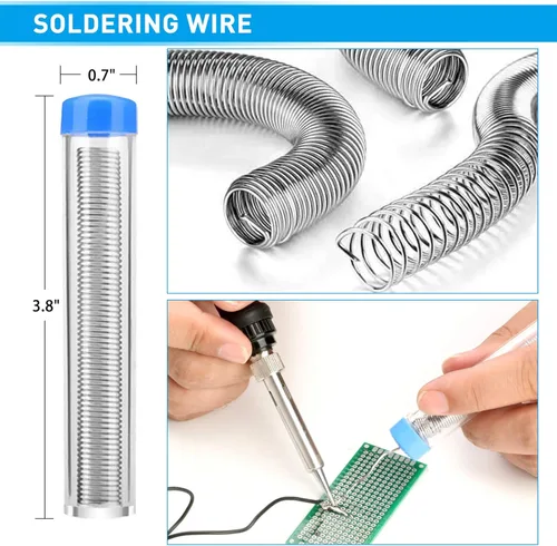 Miniatura 5 de Kit de soldador mejorado, 60 W, con temperatura ajustable, herramienta soldadora con interruptor de encendido/apagado, para reparaciones eléctricas