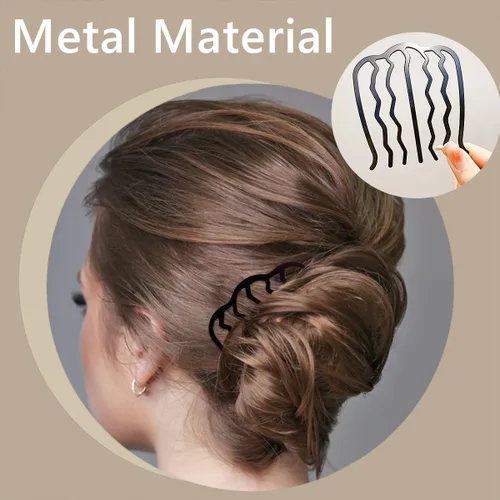 Miniatura 2 de 6 peines laterales de metal para el cabello, tenedor para el cabello, 4/7 dientes, peine en forma de U, peines para el cabello para moño, accesorios