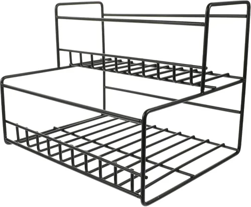 Cabilock Estante para jarabe de hierro de 2 niveles, almacenamiento de especias, organizador de despensa de cocina, encimera, fácil de limpiar,