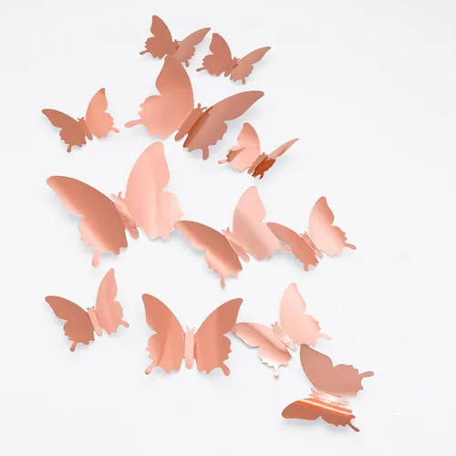 Miniatura 8 de Calcomanías 3D de pared de mariposa, 24 piezas extraíbles de 3 tamaños 3D de mariposa azul para decoración de pared, calcomanías de decoración