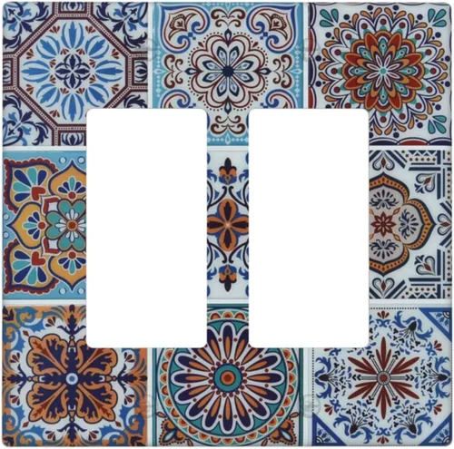 Miniatura 141 de Cubierta decorativa para interruptor de luz, diseño de pájaros y flores florales en blanco y negro, 2 bandas, cubierta decorativa para pared, placa