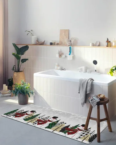 Miniatura 4 de Tapete de baño de Navidad para bañera, antideslizante, de secado rápido y absorbente, tierra de diatomeas, fregadero, dormitorio, cocina, lavable