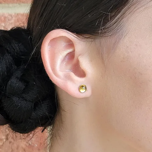 Miniatura 66 de Pendientes naturales de 0.236 in con chapado en oro blanco sobre plata de ley, bisel cabujón de piedras preciosas regalo de joyería para ella