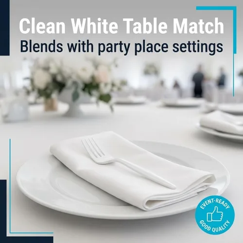 Miniatura 4 de Settings Tenedores de plástico blanco, 1000 unidades, tenedores desechables de alta resistencia, cubiertos de plástico a granel sin BPA