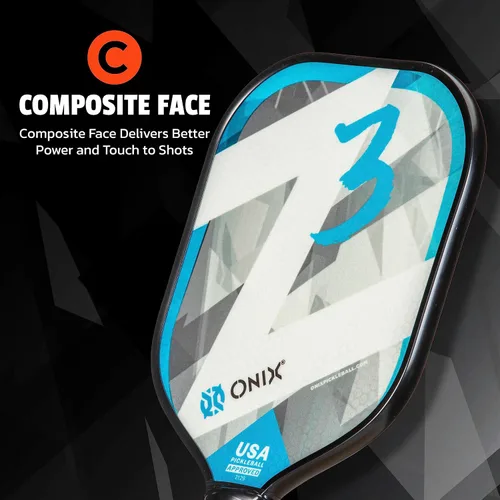 Miniatura 4 de Onix Graphite Z5 - Paleta de pickleball de fibra de carbono con forma de cuerpo ancho, núcleo de panal y cara de grafito ONIX Z3 Paddle — Azul