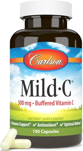 Miniatura 5 de Carlson - Mild-C, 500 mg, vitamina C tamponada, apoyo inmunológico y bienestar óptimo, antioxidante, 100 cápsulas