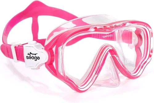 Seago Gafas de natación para niños, máscara de buceo para jóvenes (5-15), antivaho 180° visión clara Rosa