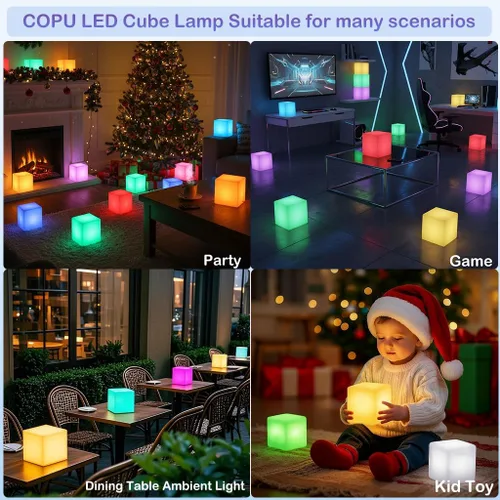 Miniatura 8 de Cubo de luz LED recargable de 6 pulgadas, 16 colores cambiantes Tesseract cubos de luz con control remoto, lámpara de humor LED cósmica regulable